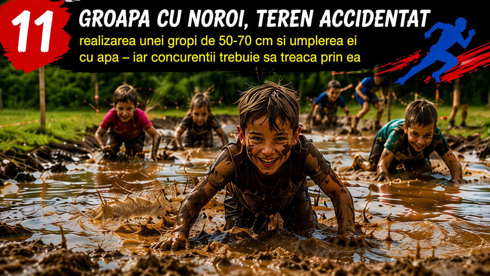 Obstacol 11 — Groapă cu noroi pe teren accidentat