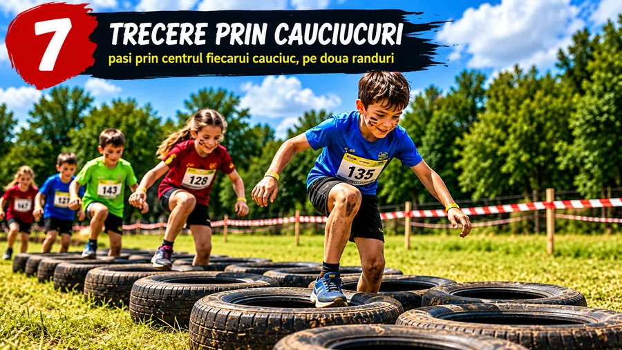 Obstacolul 7 — Cauciucuri (a doua zonă): trecerea prin cauciucuri